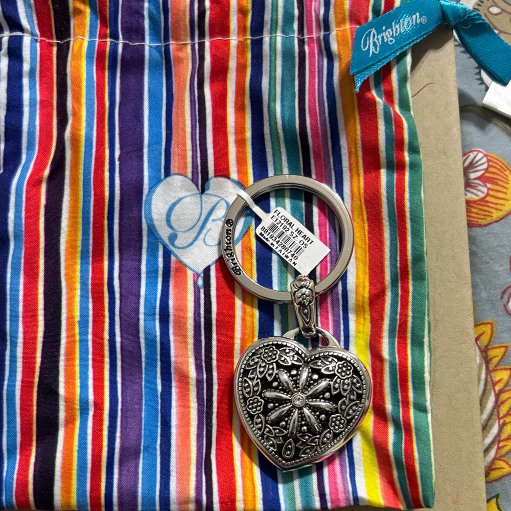 Brighton Silver Floral Heart Key Fob